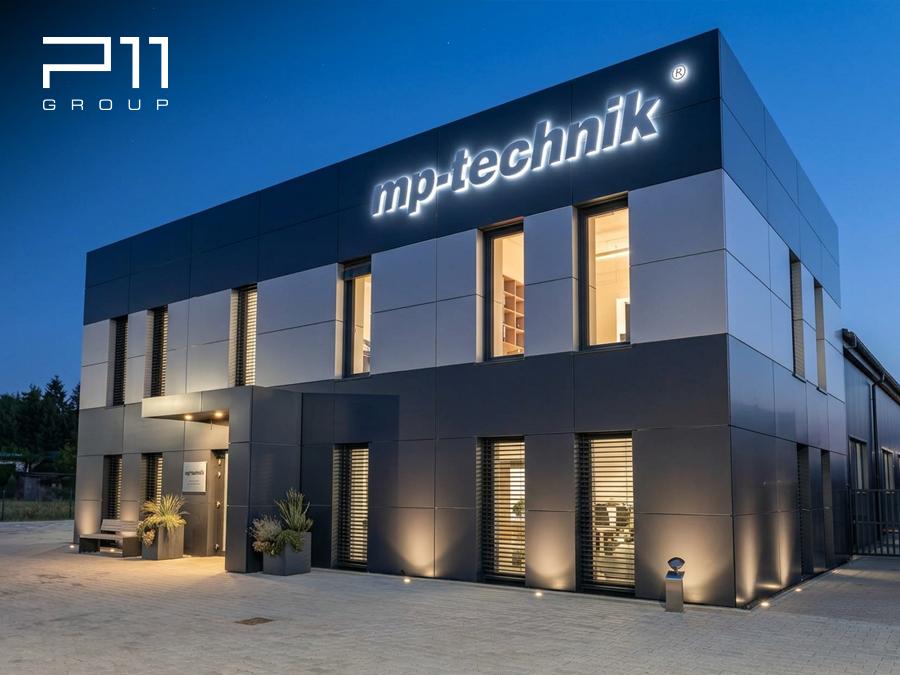 Nowoczesna elewacja wentylowana i identyfikacja wizualna dla MP Technik